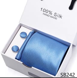 Classic Style 65 Colors Sales Silk Tie Handkerchief Cufflink Set Men Necktie Box Solid Color Sky Blue Fit Wedding Office Cravat