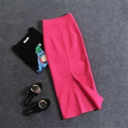2024 summer new women's stretch slim temperament bag hip skirt ladies Knee-Length Casual Polyester Solid
