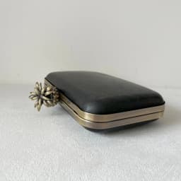 Antique DIY Bag Accessories Rectangle Metal Box Clutch Frame with Black Plastic Shell And Pineapple Top Head Purse Frame Mold
