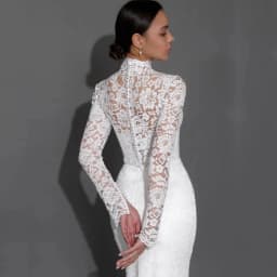 Lace Wedding Dress Customized V Neck Mermaid Bride Dresses Long Sleeve Luxury New Bridal Gowns Elegant Vestidos De Novia