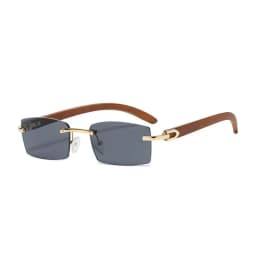 Hiking Camping New Sqaure Brand Anti Light Glasses Men Women Wood Frames Rimless Eyeglasses Fashion Eyewear UV400