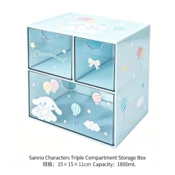 Official Themed Three Grid Drawer Storage Box Clear Multi Compartment Cute Desktop Organizer For Dorm Bedroom