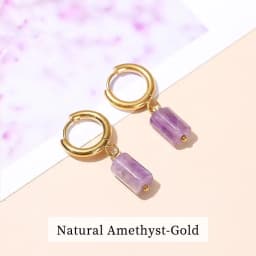 Natural Stone Amethyst Aquamarine Cylinder Shape Stainless Earring Women Reiki Healling Pendant Earring Fashion Jewelry Gifts