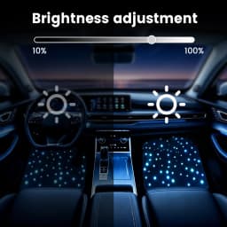 4pcs Starlight LED Car Floor Mats, App Control Washable Fiber Optic Lights Universal Automotive Decoration Atmosphere Light