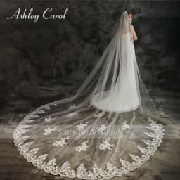 Ashley Carol Customized Wedding Veils With Comb Lace custom made length Cathedral Wedding Veil Wedding Accessories