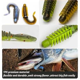 10PCS Soft Lures 6.5cm 7.5cm 8.5cm Thread TPE Worm Jig Hook Carp Fishing Crankbait Pesca Swimbait Gear Fishy Flavor Silicon Bait