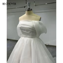 Wedding Dress Off the Shoulder Sleeveless A-Line Bride Gown 2027 Court Train Princess BECHOYER NR270 Customized Vestido De Noiva