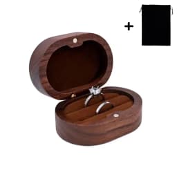 Personalized Oval Walnut Wood Ring Box Velvet Liner Custom Laser Engraved Color Print Wedding Proposal Ring Bearer Gift for Her