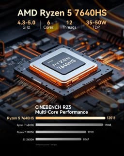 GMKtec M6 Ultra Mini PC AMD Ryzen 5 7640HS DDR5 M.2 NVMe SSD Windows 11 Pro WiFi 6E BT5.2 2.5G LAN for Gaming Office