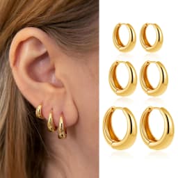 Dainty Zircon Small Stackable 14k Gold Plated Earrings Set for Women Multiple Piercing Cartilage Huggie Hoop Earring Jewelry