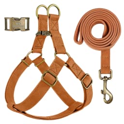 Custom PU Leather Harness And Leash Engraved Dog ID Buckle Harnesses Vest Pet Leading Rope Durable For Small Medium Dogs Bulldog