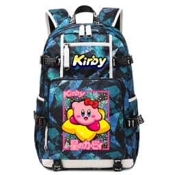Kirby Cartoon Print Student Backpack Large Capacity Travel School Bag for Kids Teens