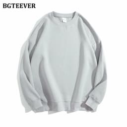 BGTEEVER Casual O-neck Loose Women Pullovers Spring Autumn Long Sleeve Basic Cotton Sweatshirts for Women
