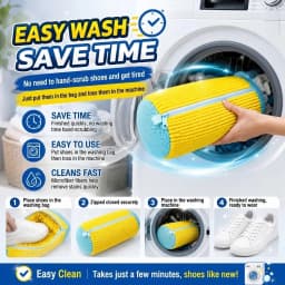 Fluffy Fiber 360 ° Surround Cleaning Shoe Washing Bag - Reusable Durable Machine-Washable Shoe Bag With Zipper Closure(1Pcs)