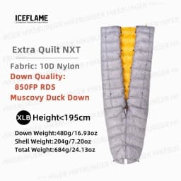 IceFlame Extra Quilt 900FP Ultralight Footless Down Quilt Mummy Sleeping Bag with Pad Attachment System for Backpacking Camping