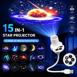 Mini Starry Sky Projector Light 360° Adjustable LED Night Light 15 Patterns for Bedroom Romantic Birthday Party Atmosphere Lamp