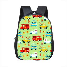 Cartoon Police Car Fire Engine Excavator Print Backpack Children Truck Kindergarten Bags Toddler Diaper Book Bag Schoolbags
