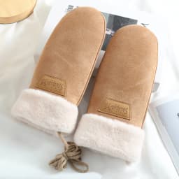 Winter Women Keep Warm Thickened Fleece Suede Halter Gloves Cute Lovely Sweety Cold Protection Mittens