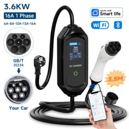 AFYEEV 3.6KW Portable Type2 IEC62196-2 EV Charger GBT EVSE Charging Cable Type1 SAE J1772 Electric Car Charger Wallbox EU Plug