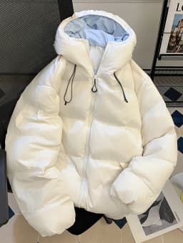 Winter Thickened Hooded down Cotton Jacket Men's Basic Style Warm Cotton Coat Versatile Cotton Outerwear Coat for Teens
