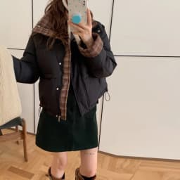 American Plaid Patchwork Puffer Jacket Women Winter Thick Stand Collar Short Parkas Woman Korean Casual Preppy Style Outerwear