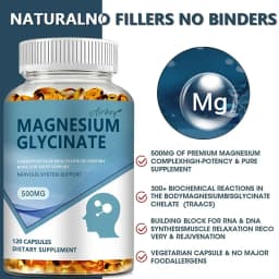 Magnesium Glycinate Capsules 500mg - Supports Bone Immune System, Heart Health, Promotes Natural Sleep, Soothes Nerves