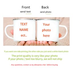 Customized Enamel Mug Print with LOGO Photo and Text, Office Water Cups, Personalize Name, Breakfast Milk Tea Coffee Cup, 350ml