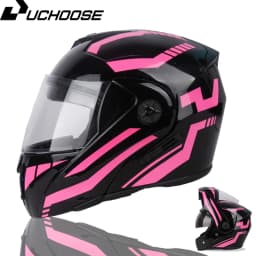 Uchoose Unisex Motorcycle Helmet DOT Certification Double Lens Cross Section Helmet Safety Modular Flip Helm Helmet With Visor