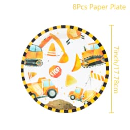 Construction Party Disposable Tableware Birthday Decoration Boy Baby Shower Excavator Truck Tractor Construction Birthday Decor