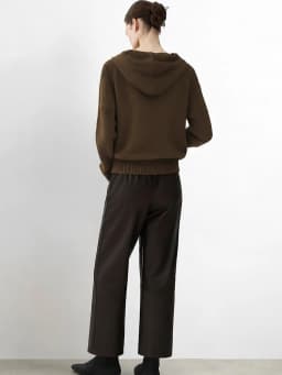 Amii Women Wide Leg Pants Mid Rise Elastic Waist Ankle Length Solid 2026 Autumn Commute Loose Casual Woman PU Trousers 12643003