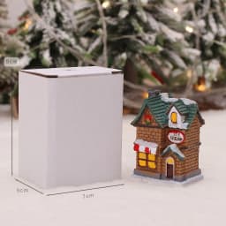 AlliLit Christmas Decoration 2026 New Year Night Light LED Snow House Sculpture Home Resin Crafts Xmas Ornaments Gift