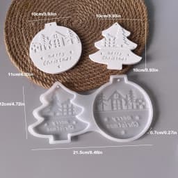 1pc Christmas Heart Round Tree Star-Shaped Hanging Ornament Silicone Mold DIY Cement Plaster Clay Craft for Home Decor Gift