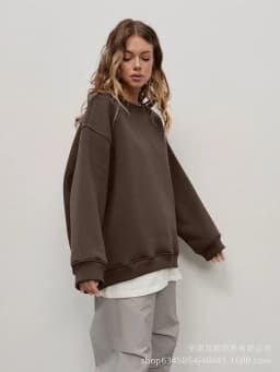 Pullover Loose Fit Hoodie Casual with Crew Neck Long Sleeve Standard Length Single Pullover Closure Japanese Korean Women Hoodie