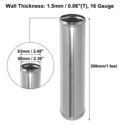 UXCELL OD 38mm 51mm 57mm 63mm 89mm Length 300mm Aluminum Alloy Tube Intercooler Pipe Straight Air Intake Tube for Car