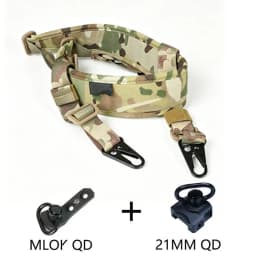 Tactical Adjustable 1/2 Point Crossbody Rope Nylon Rifle Shoulder Strap Outdoor Hunting AR15 Sling with M-system QD+21MM QD