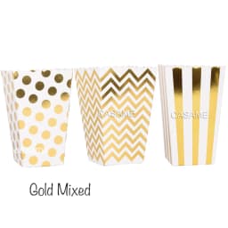 6pcs Rose Gold Pink Stiff Paper Mini Party Popcorn Boxes Pop Corn Candy/ Sanck Favor Bags Wedding Birthday Movie Party Tableware