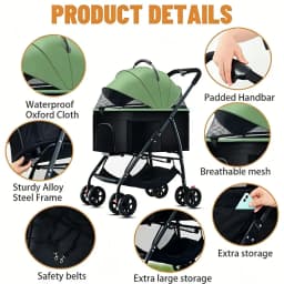 Pet Car Strollers 3in1 Lightweight Foldable Specifically Designed for Walking Dogs Infants Medium-sized Small Dogs Cats Outdoor