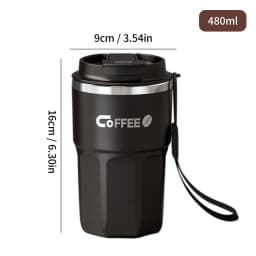 WORTHBUY 400/480ML 304 Stainless Steel Coffee Cup With Lid&Handle Double Layer Coffee Mug Drinkware Reusable Insulated Water Cup
