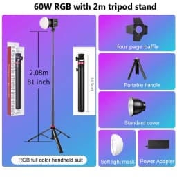 RGB Video Light Portable LED Photography Studio Light with 10000mAh Rechargeable for Vlog Streaming Live Photo Fill Lamp