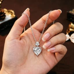 925 Sterling Silver Heart Moissanite Necklace D VVS1 Excellent Cut Diamond Pendant Fine Jewelry Gift for Women Valentine’s Day