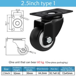 1.5-5 Inch Polyurethane Swivel Caster M6/M8-M12 Screw For Furniture Wheel Caster Wheels 360° Caster Wheel Industrial With Brake