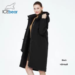 ICEbear 2023 New Winter Womens Jacket with Hood Warm Thickened Coat Windproof Parka With Belt GWD22599I