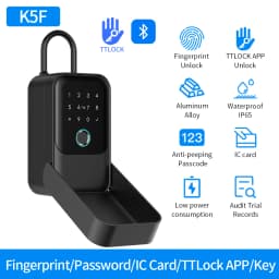 Waterproof Key Safe Box Fingerprint Storage Secret Key Safety Box Support Tuya App TTlock Bluetooth to WiFi Hub Unlock Padlock