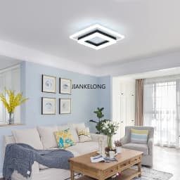 JIANKELONG Modern LED Square Ceiling Lamps 24W, Acrylic Ceiling Light for Bathroom, Hallway, Bedroom, Cool White Light 6500K