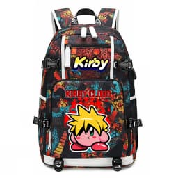 Kirby Cartoon Print Student Backpack Large Capacity Travel School Bag for Kids Teens