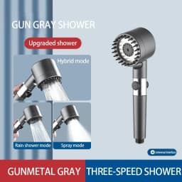 High Pressurized Filter Shower Head 3-mode Adjustable Spray with Massage Brush Rain Faucet Bathroom Accessories