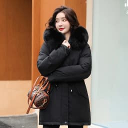 Spring Parkas Women Coats Mid Length Coat Thick Warm Hooded Drawstring Jackets Splice Zipper Tight Waist Jacket Autumn Winter