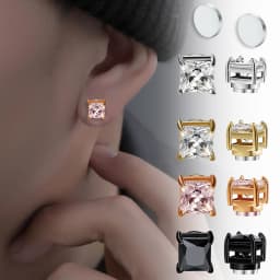 1Pc Crystal Magnetic Ear Stud Clip Earrings for Men and Women Punk Round Zircon Magnet Earrings Non Piercing Jewelry