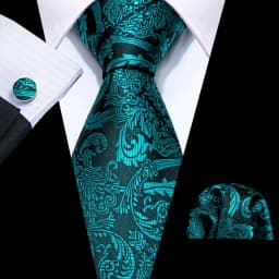 Barry.Wang Green Mint Teal Men Tie Hanky Cufflinks Set Jacquard Olive Sage Lawn Cyan Necktie for Male Wedding Business Gift