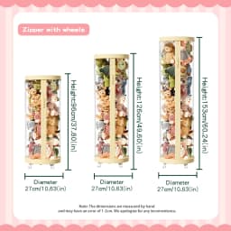 Transparent Doll Storage Box Plush Toy Circular Organization DIY Zipper Storage Tube Children's Toy Organizer Kid Christmas Gift